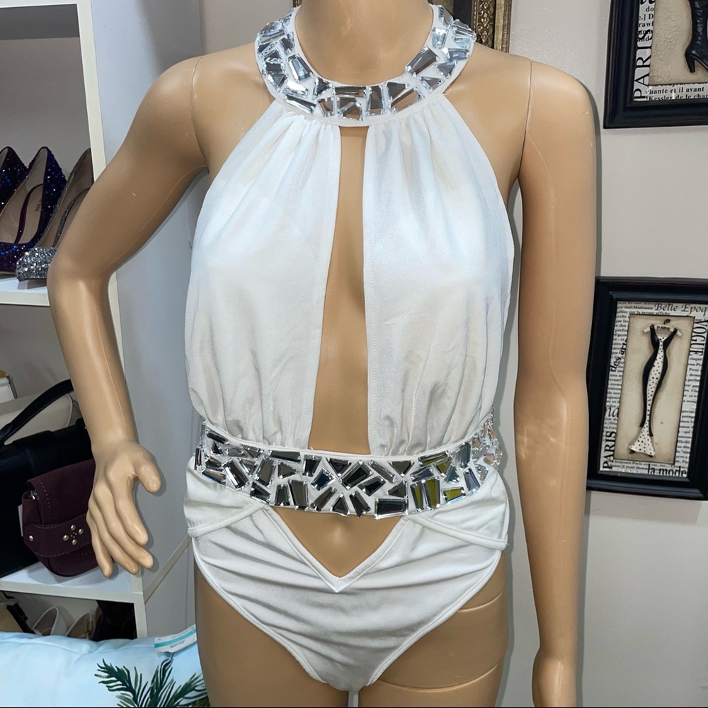 Wow Couture NWT! White Mirror Pieces Swimsuit - Picture 2 of 13